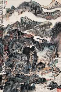 傅周海 庚申(1980年)作 庐山草堂 立轴